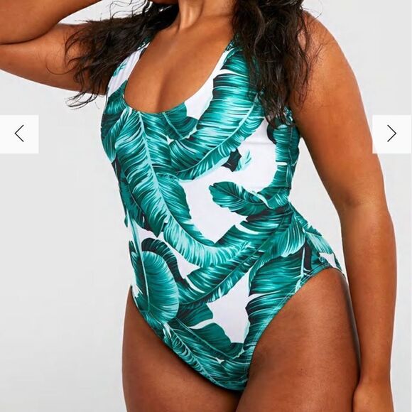 Boohoo Palm Print One piece cheeky swimsuit Size 1 - Picture 8 of 9